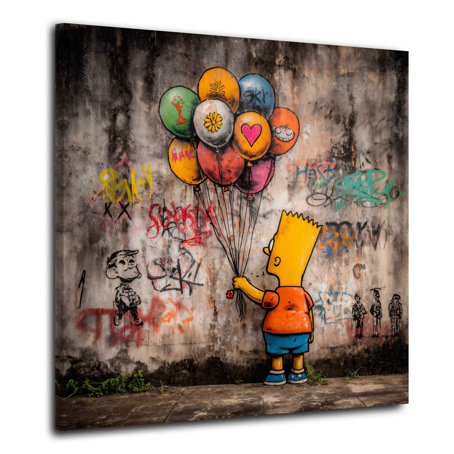 Street Art Bart Comic Junge Ballons Graffiti Wand bunt Wandbild
