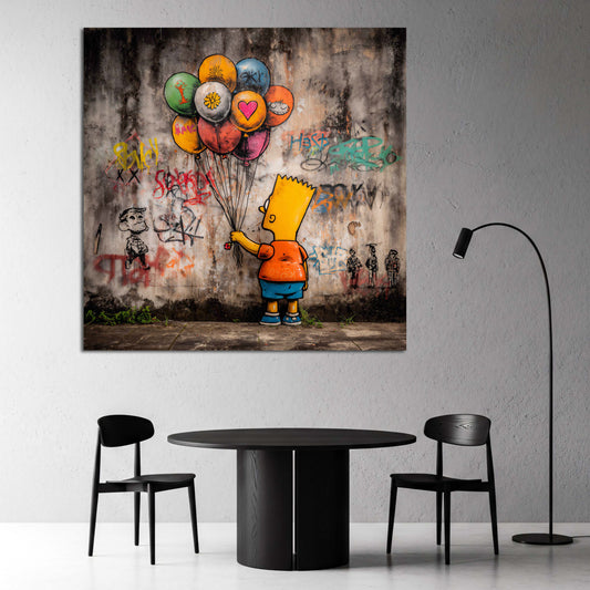 Street Art Bart Comic Junge Ballons Graffiti Wand bunt Wandbild