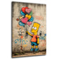 Street Art Bart Comicfigur Ballons Herzmotiv Graffiti Wandbild