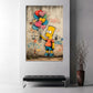 Street Art Bart Comicfigur Ballons Herzmotiv Graffiti Wandbild