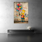 Street Art Bart Comicfigur Ballons Herzmotiv Graffiti Wandbild