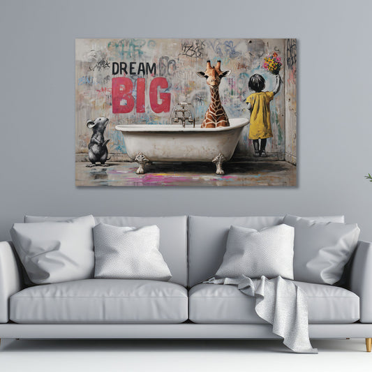 Street Art Dream Big Giraffe Badewanne Ratte Wandbild