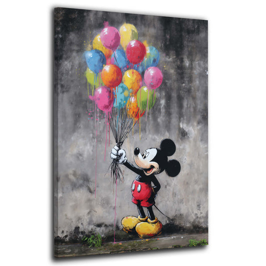 Street Art Micky bunt Ballons Graffiti Comic Wandbild