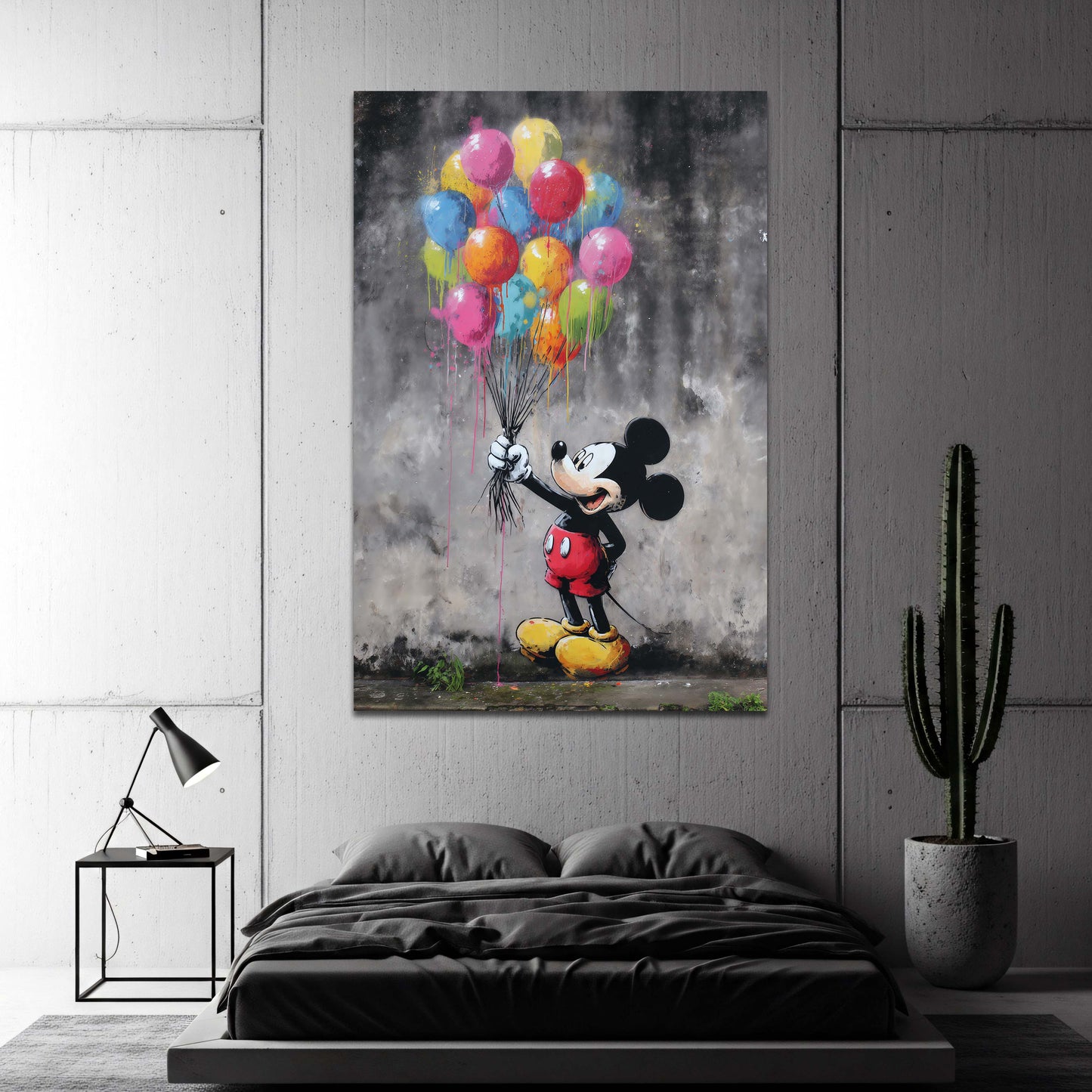 Street Art Micky bunt Ballons Graffiti Comic Wandbild