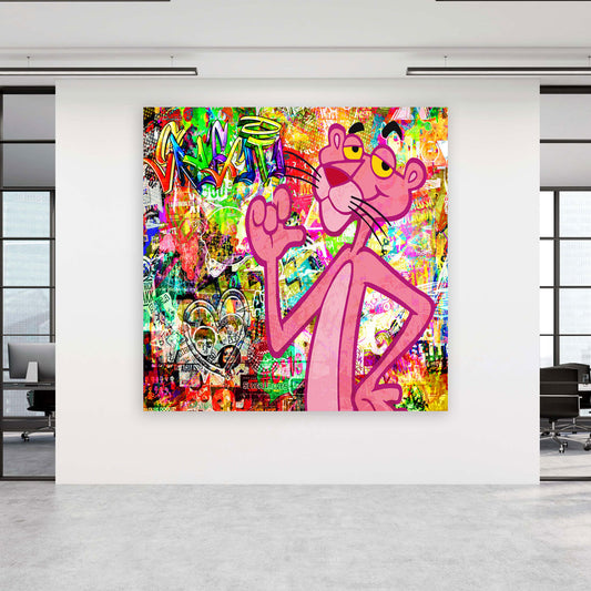 Street Art Pink Panther Kunstwerk Wandbild