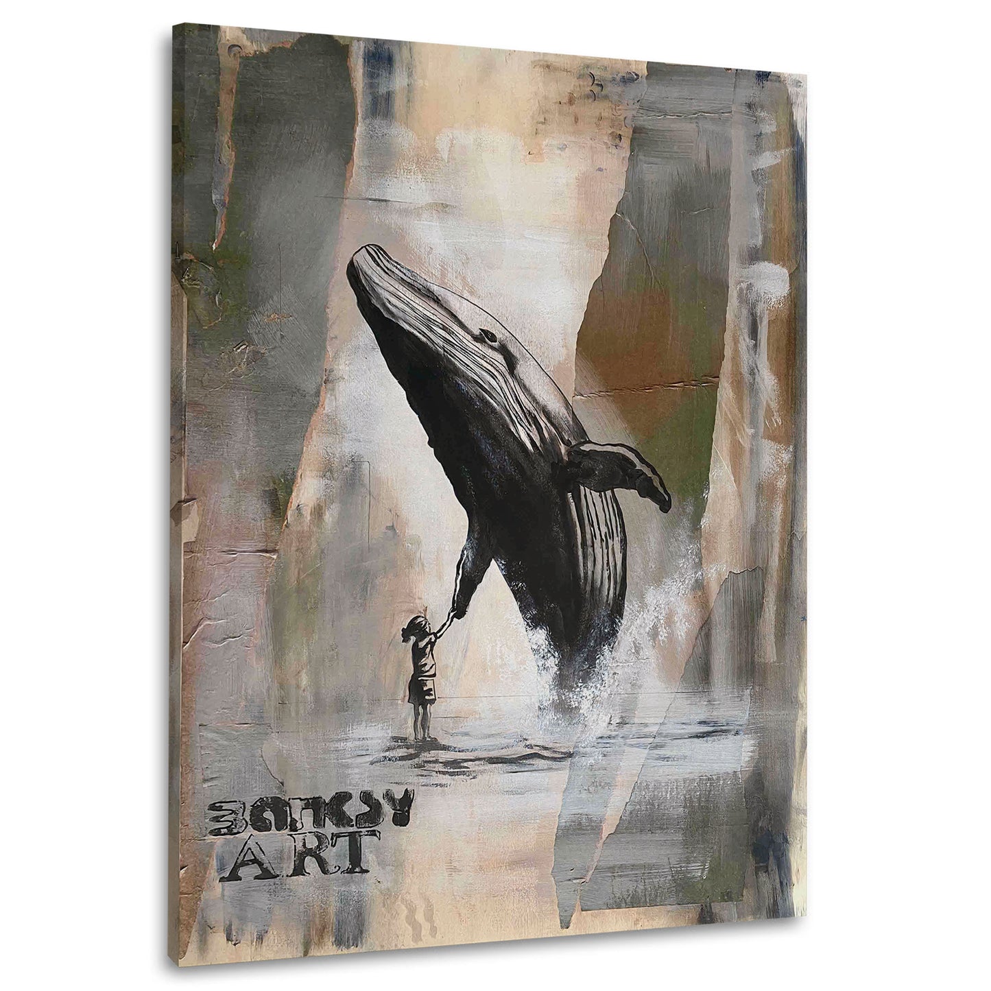 Street Art Wal und Kind in Verbindung Hoffnung BANKSY-ART Wandbild