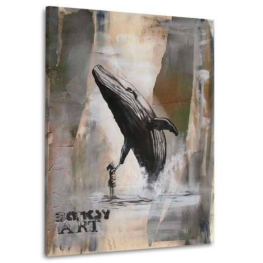 Street Art Wal und Kind in Verbindung Hoffnung BANKSY-ART Wandbild