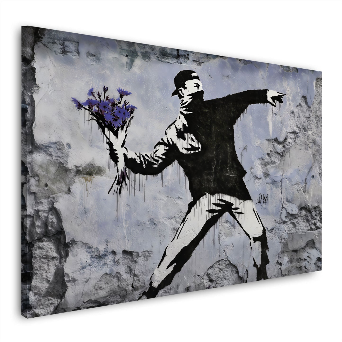 Street Art Werfer Blumen Protest Wandbild