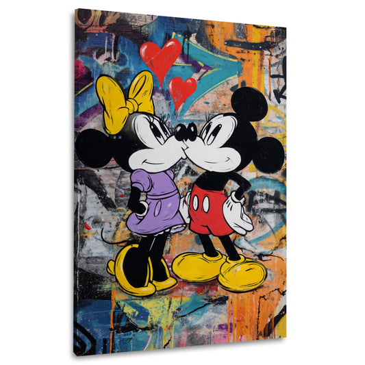 Süßes Maus Paar Pop Art mit roten Herzen Wandbild