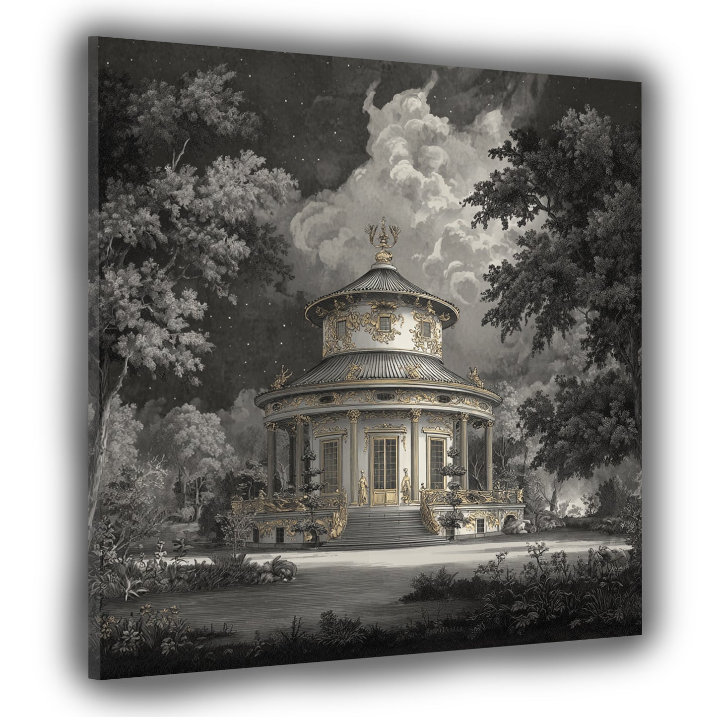 Teehaus Sanssouci Potsdam schwarz weiß Wandbild