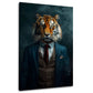 Tiger im eleganten Anzug mit Krawatte Wandbild im Hochformat