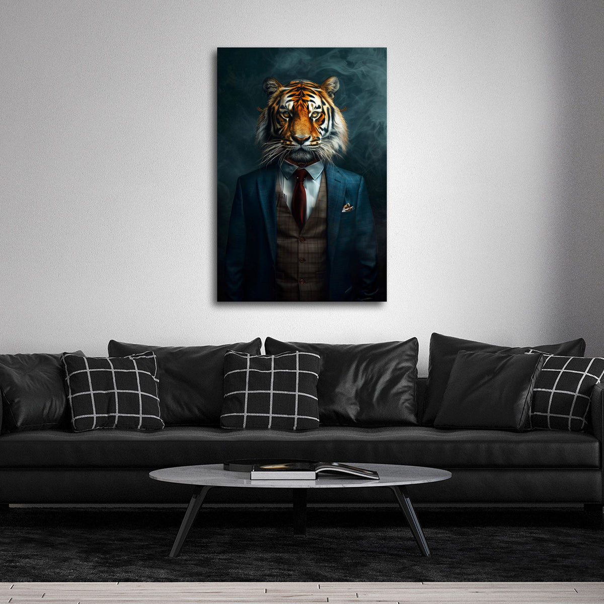 Tier Wandbild im Hochformat an einer Wohnraumwand