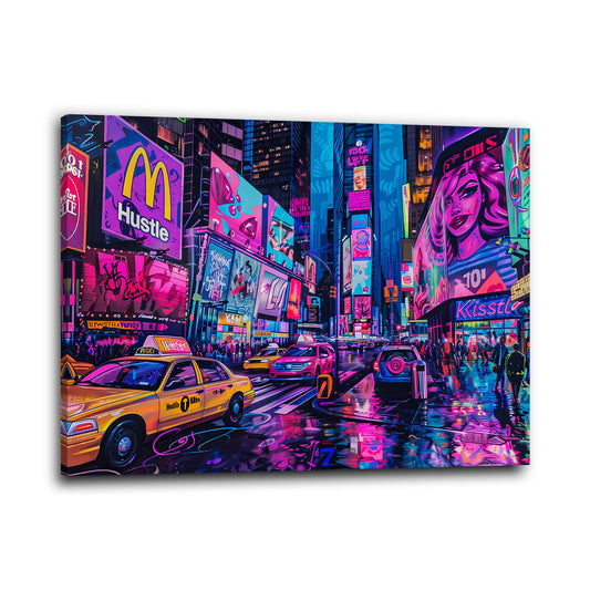 Times Square bei Nacht Neon Pop Art Wandbild