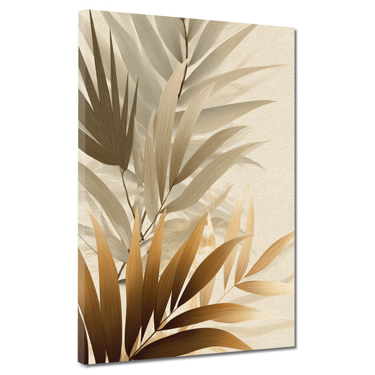 Minimalistisch Tropische Blätter Beige Wandbild