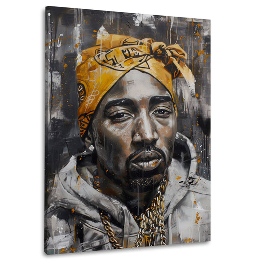 Tupac mit goldenem Bandana Wandbild