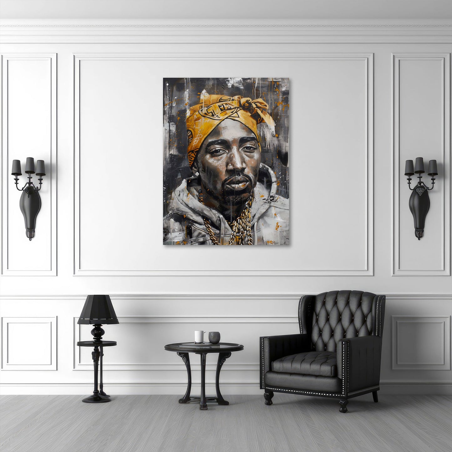 Tupac mit goldenem Bandana Wandbild