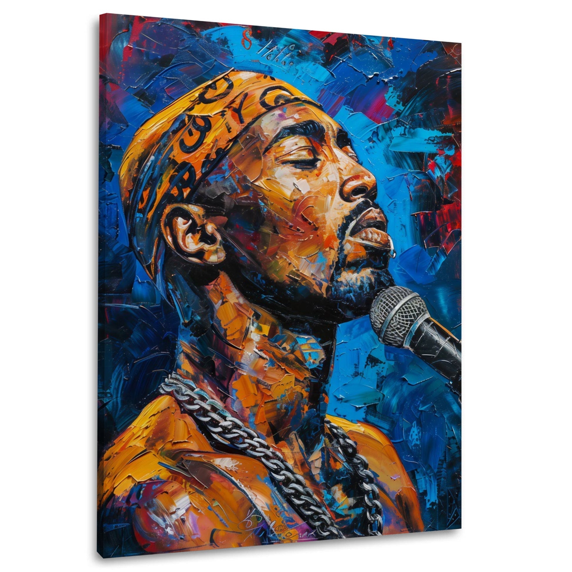 Tupac mit Mikrofon Pop Art Wandbild