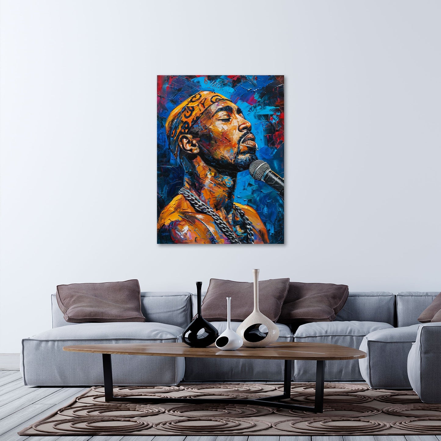 Tupac mit Mikrofon Pop Art Wandbild