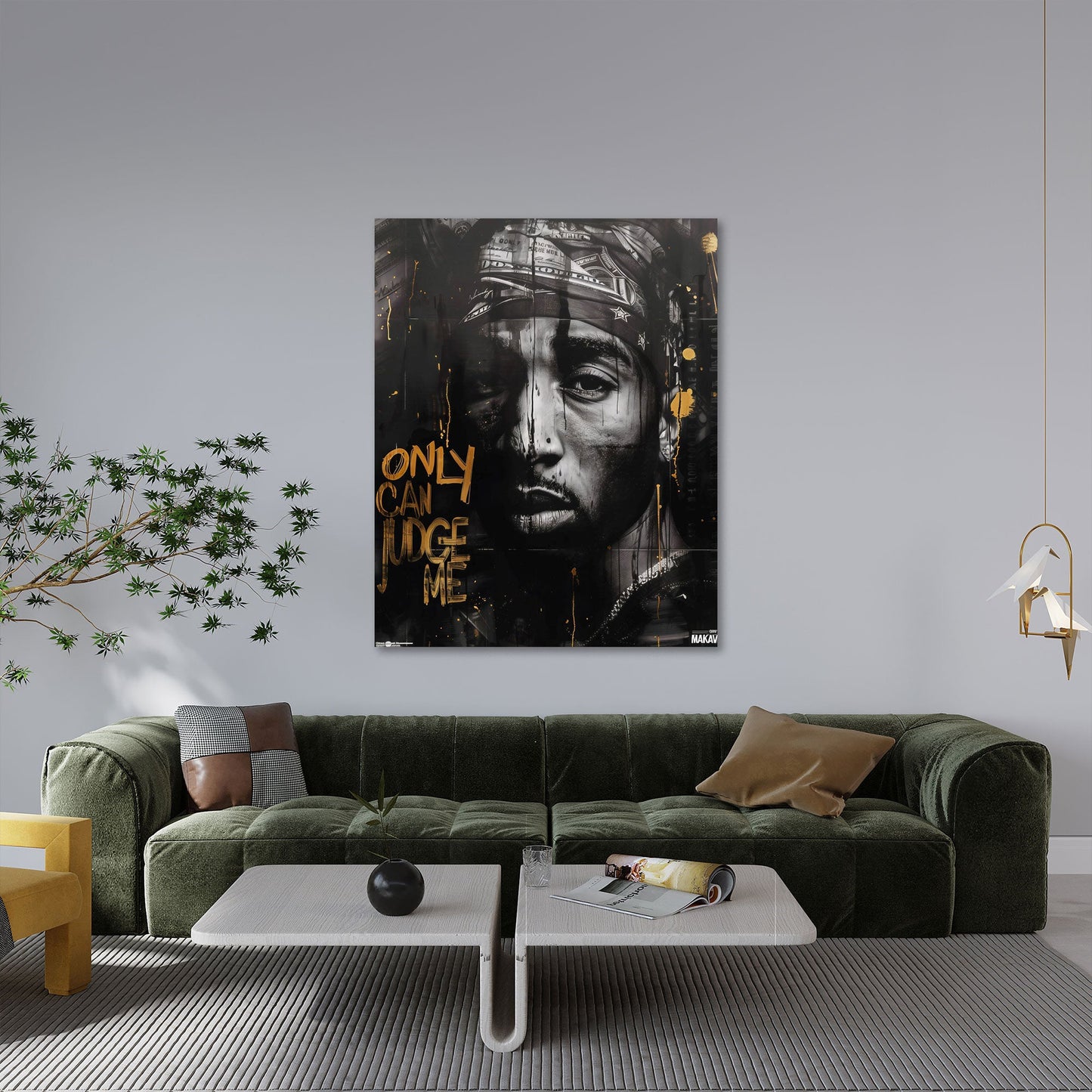 Tupac Only Can Judge Me schwarz gold Wandbild