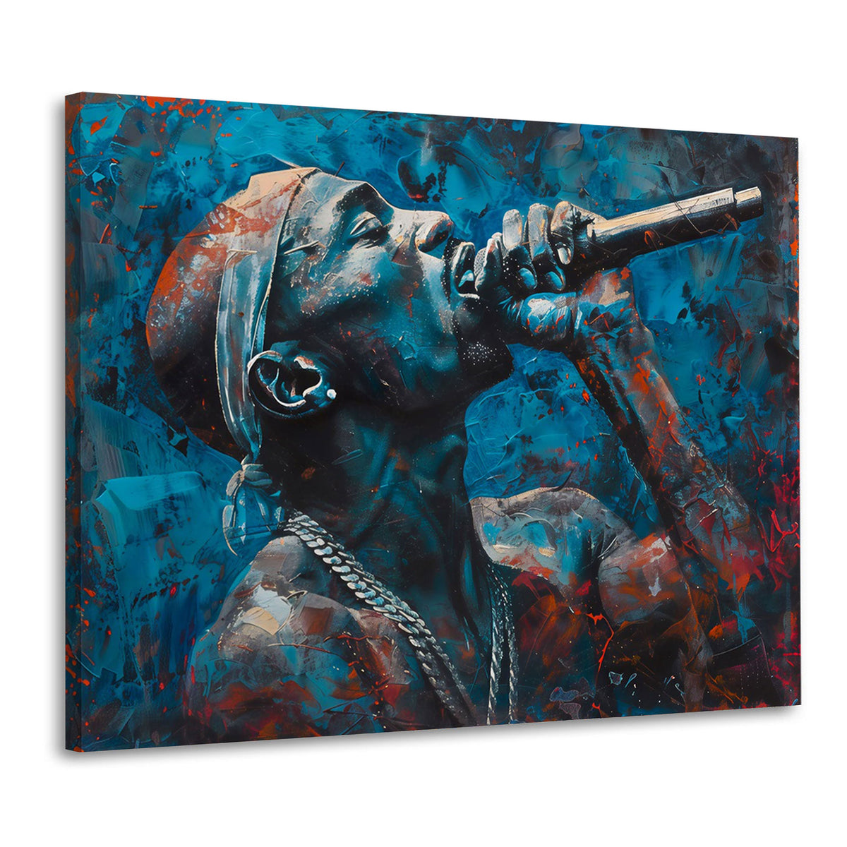 Tupac Portrait sanft blau in Pastelltönen Wandbild