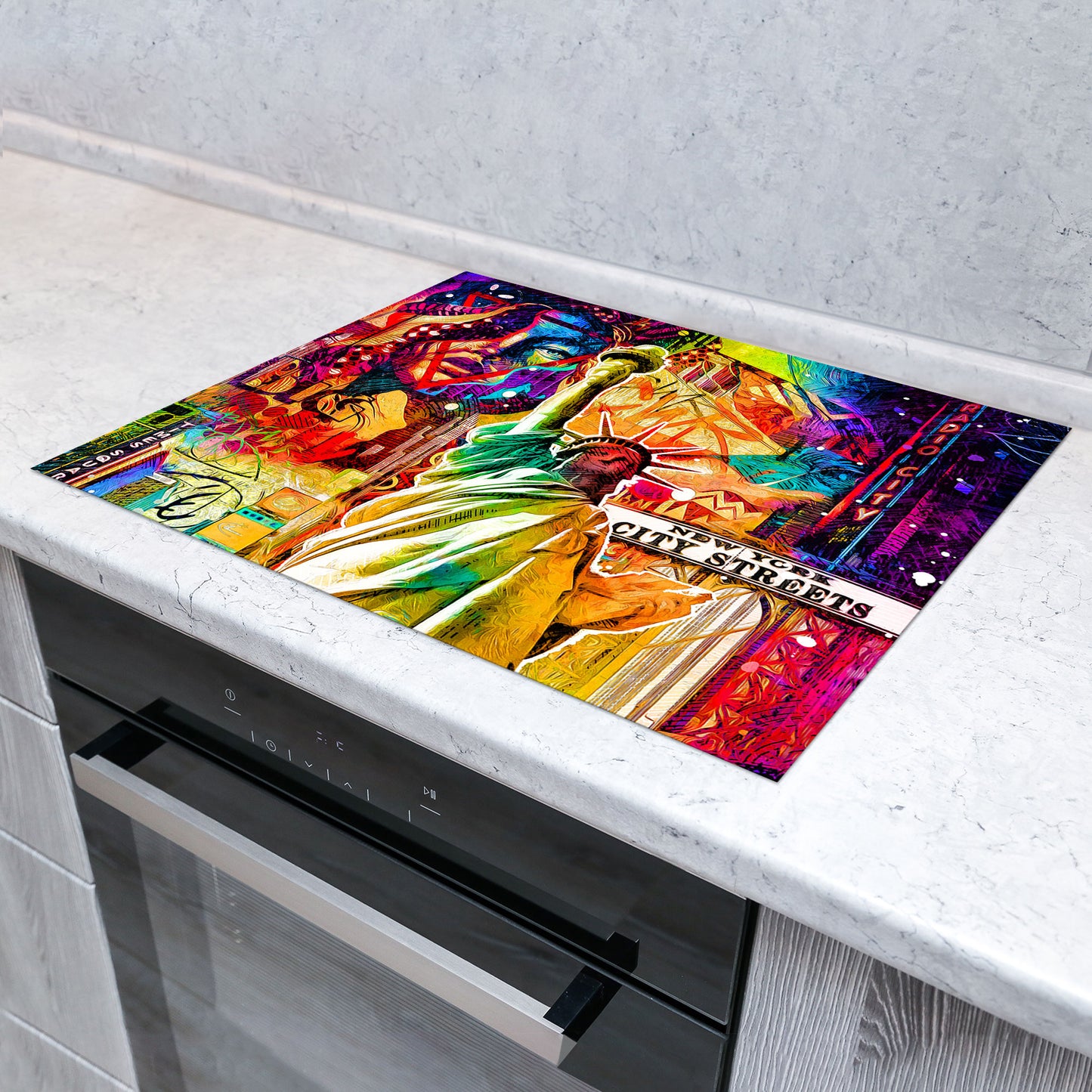New York City Pop Art Herdabdeckplatte Induktionsschutz für Ceranfeld & Küche Deko