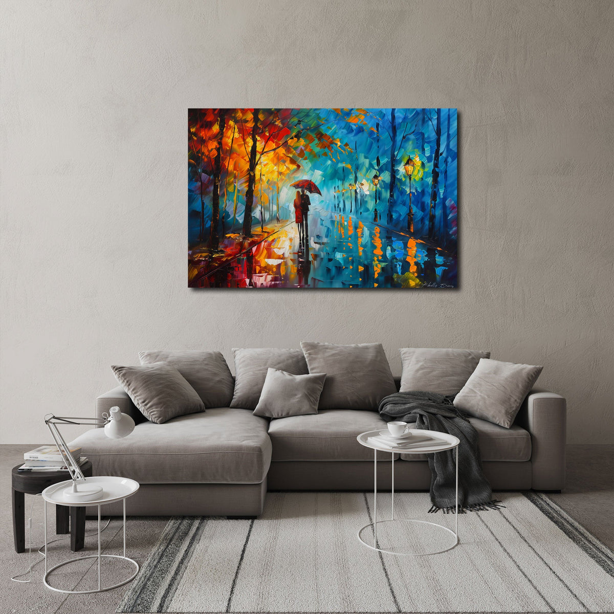 Landschafts Wandbild im Querformat an einer Wohnraumwand