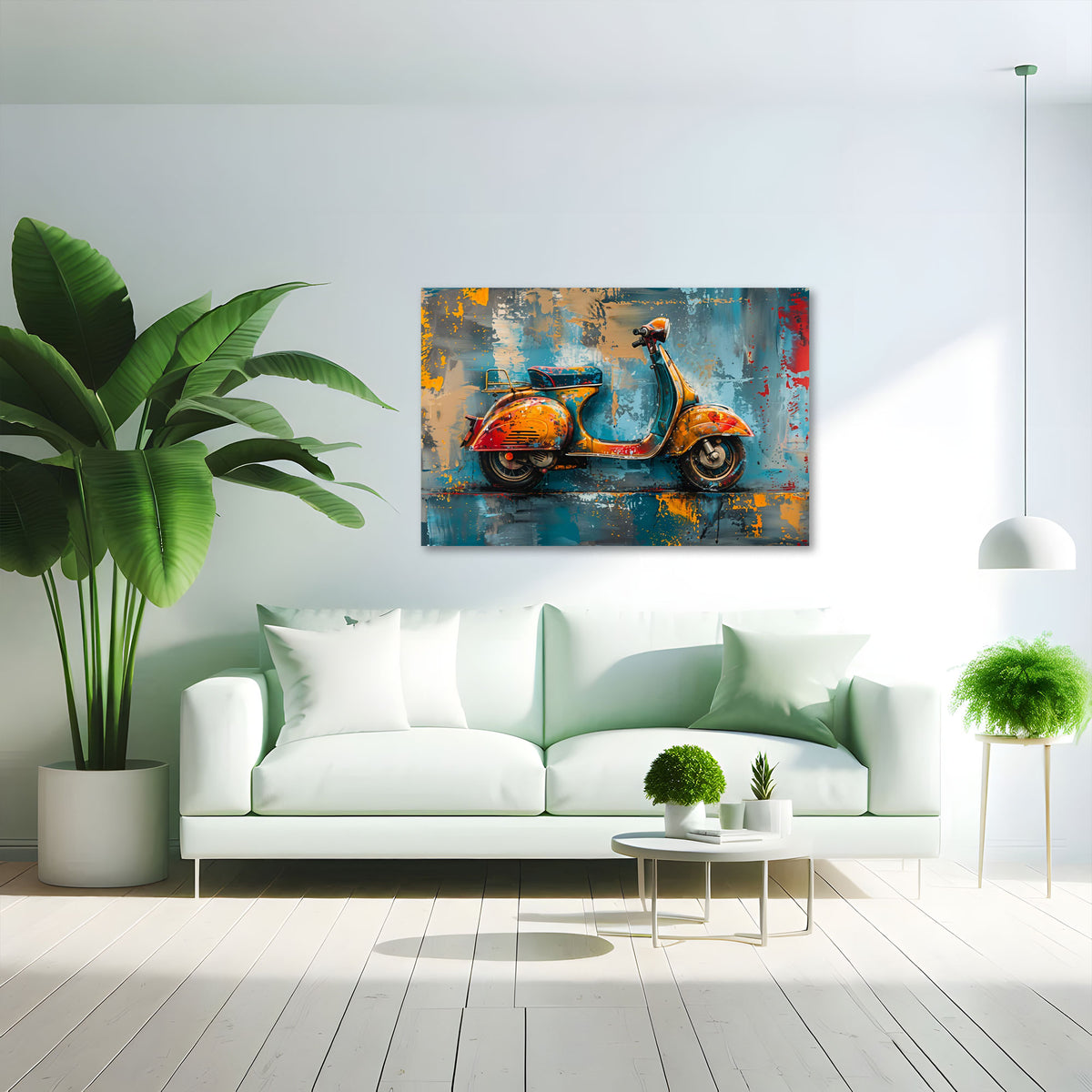 Abstrakte Vespa in expressivem Stil als Wandbild