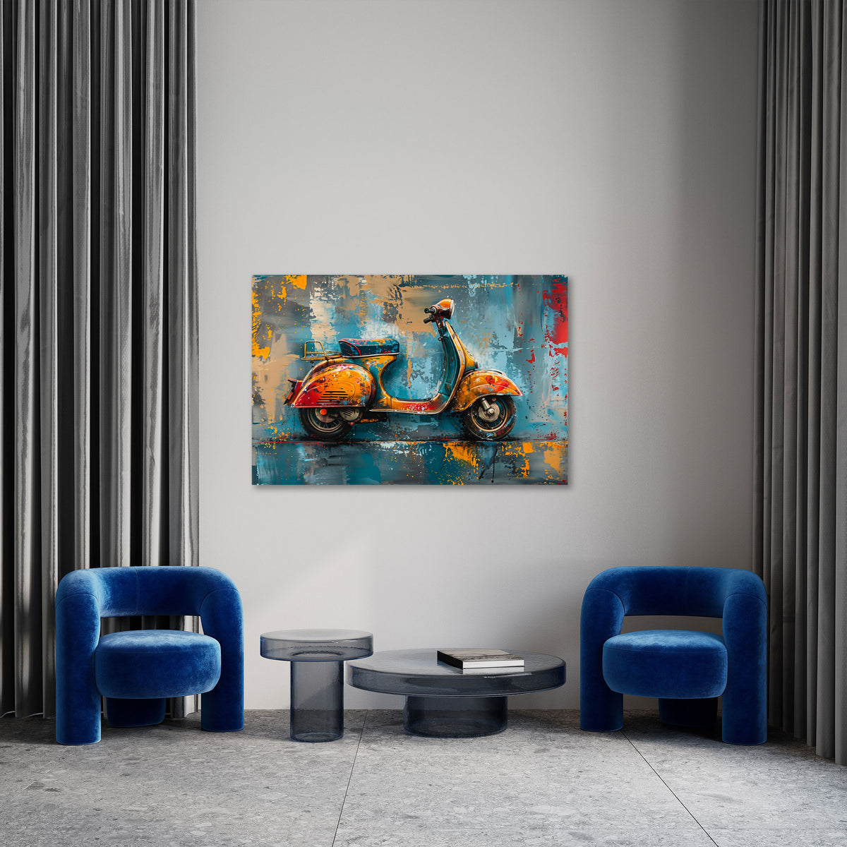 Abstrakte Vespa in expressivem Stil als Wandbild