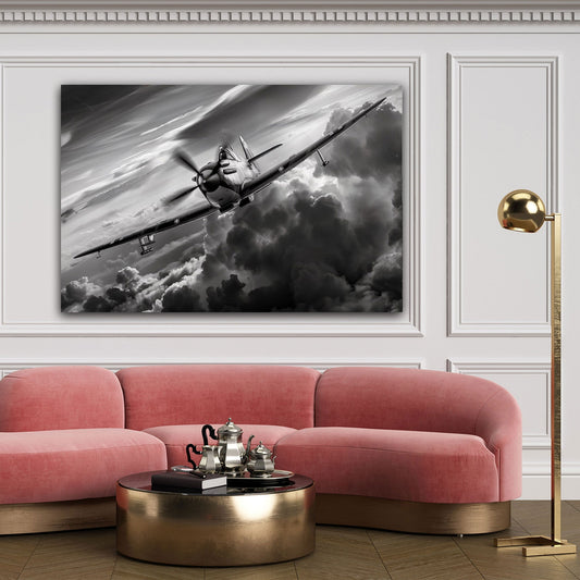 Vintage Flugzeug Wandbild im Wohnzimmer
