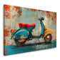 Vintage Vespa als Kunstwerk in kräftigen Tönen Wandbild