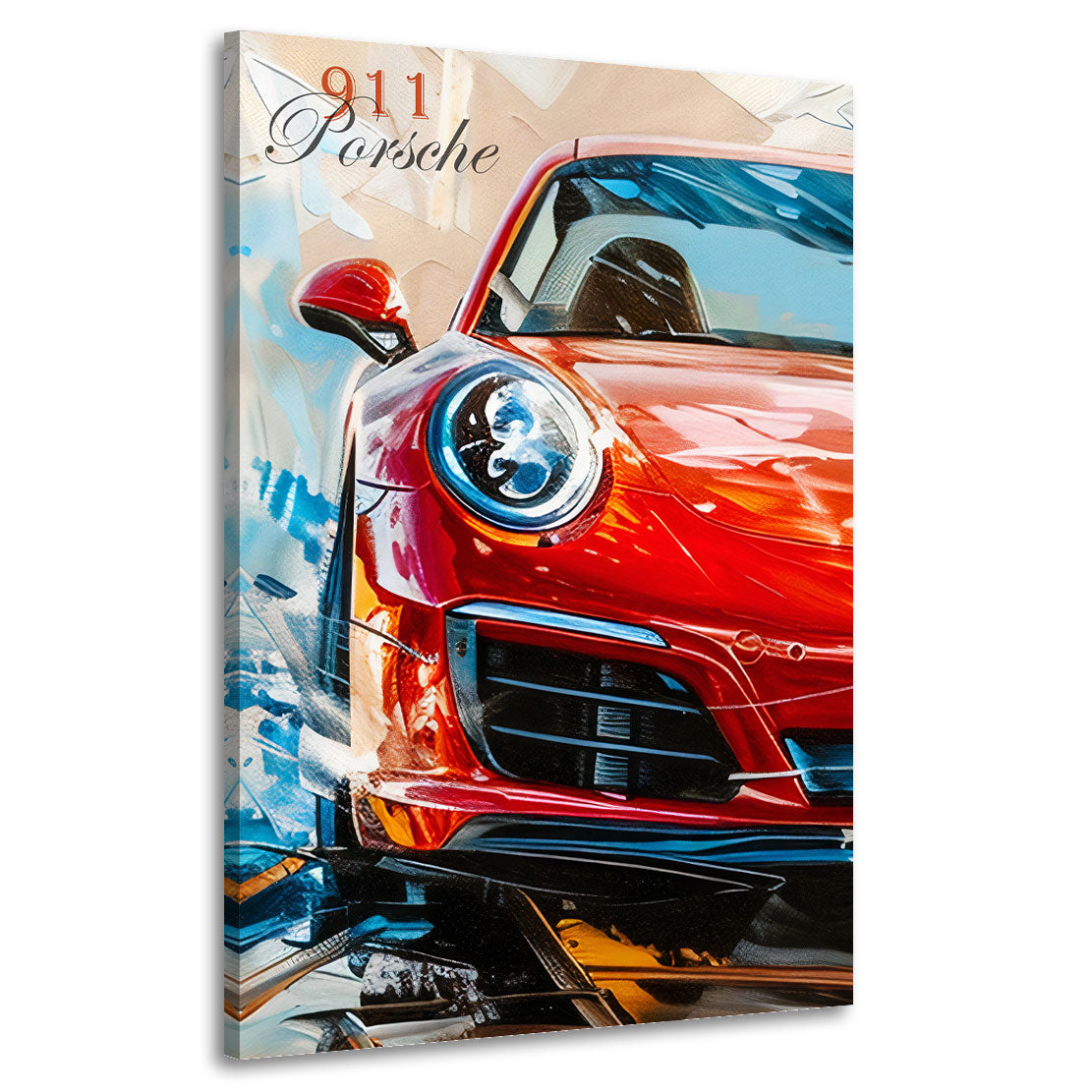 Sportwagen Porsche 911 rot modern abstrakt Wandbild