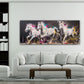 Weiße Pferde Panorama farbenfroh und expressiv Wandbild