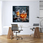 Whisky Glas Zigarre Eiswürfel Gentlemen Moment Wandbild