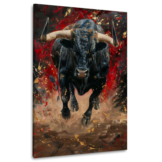 Wilder Stier expressives Ölgemälde Wandbild