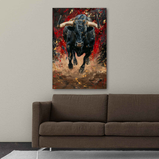 Wilder Stier Wandbild im Wohnzimmer