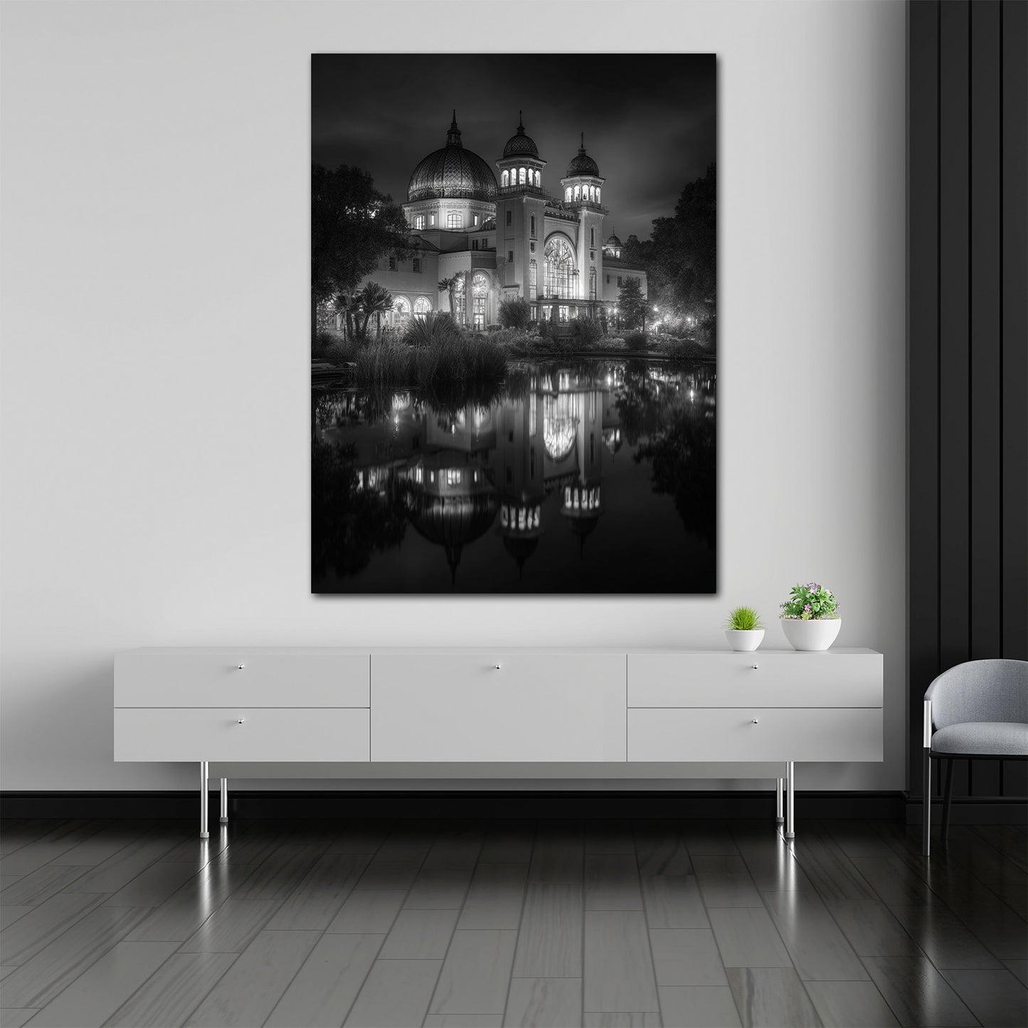 Wilhelma Stuttgart maurische Architektur schwarz weiß Wandbild