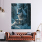 Wolf mit Jungtieren verschneiter Wald Wandbild