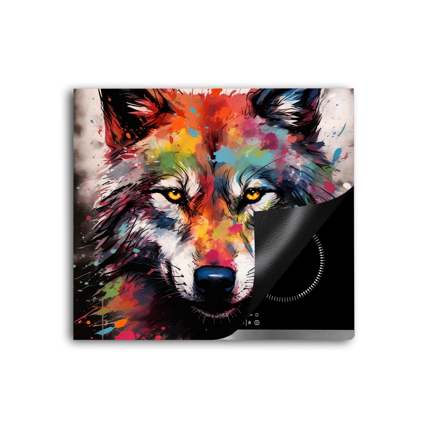 Wolf Pop Art abstrakt Herdabdeckplatte Induktionsschutz für Ceranfeld & Küche Deko