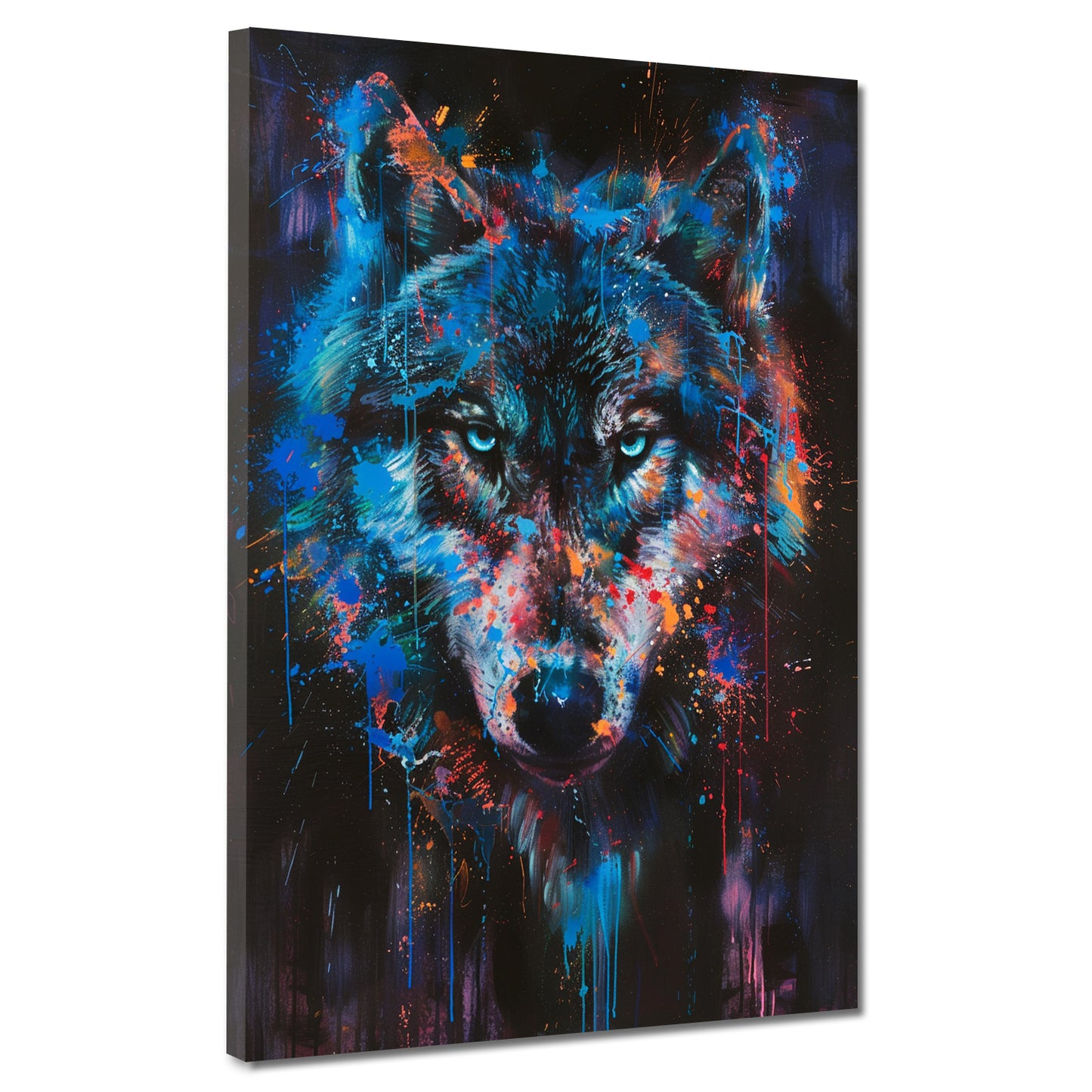 Wolf Porträt Pop Art Farbenspiel Tierkunst Wandbild