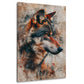 Wolfskopf in Braun und Beige mit Farbspuren Wandbild