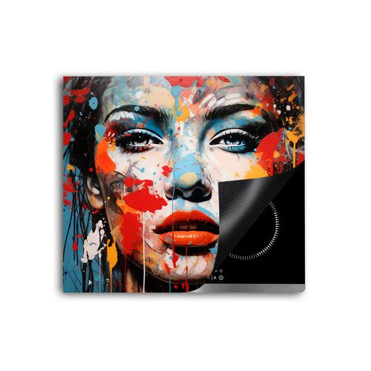 Wunderschöne Frau Pop Art Herdabdeckplatte Induktionsschutz für Ceranfeld & Küche Deko