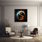 Yin und Yang Symbol mit Feuer und Mond im Dunkeln Wandbild