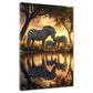 Zebras im Sonnenuntergang Natur Spiegelung Wandbild