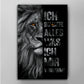 Zitat schwarz weiß Löwenkopf Motivation Wandbild