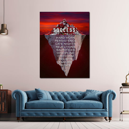 Success Eisberg Zitat als Leinwandbild