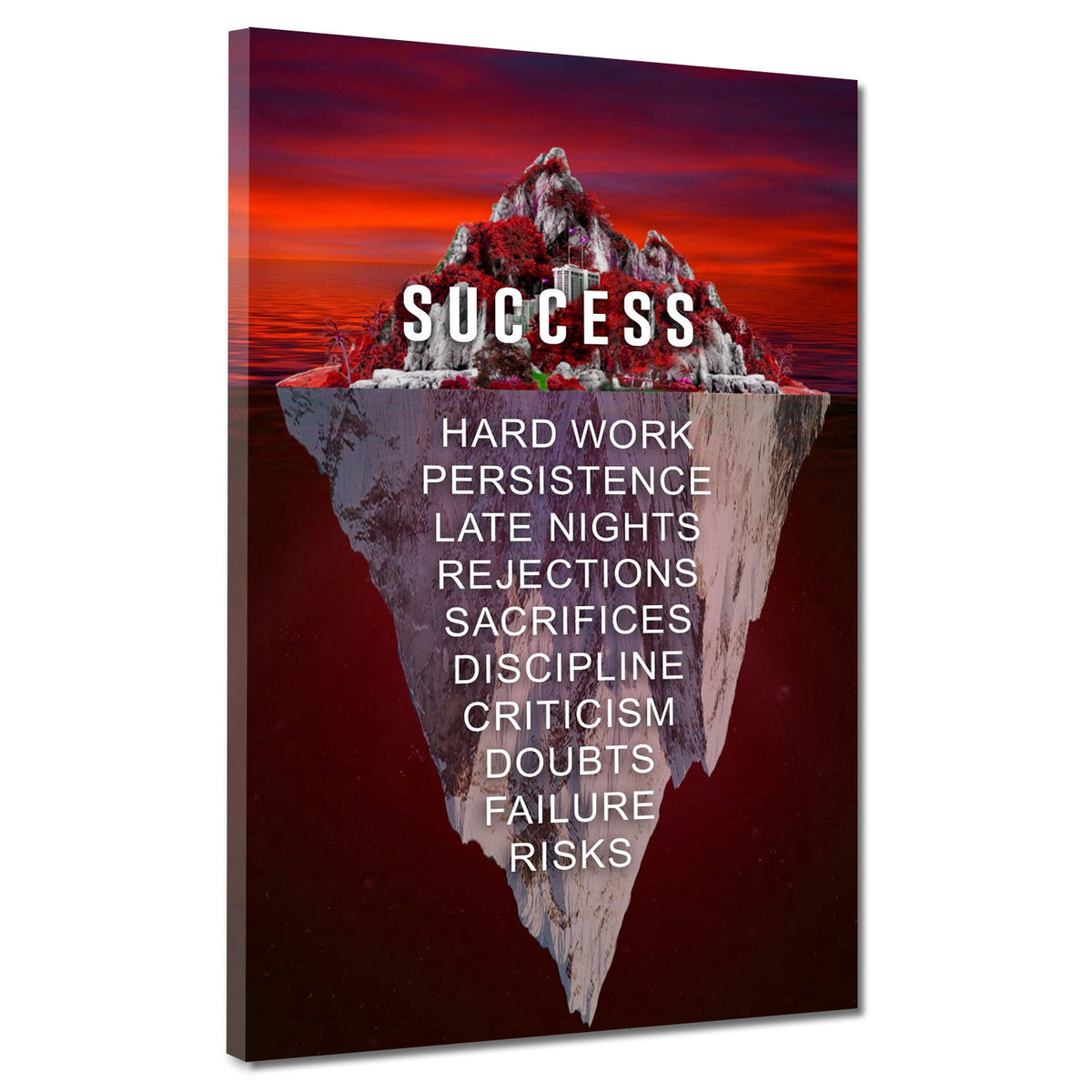 Zitat Success Eisberg Motivation harte Arbeit Disziplin Wandbild