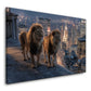 Zwei Loewen auf Hochhausdach mit New York Skyline Wandbild