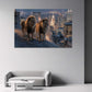 Zwei Loewen auf Hochhausdach mit New York Skyline Wandbild