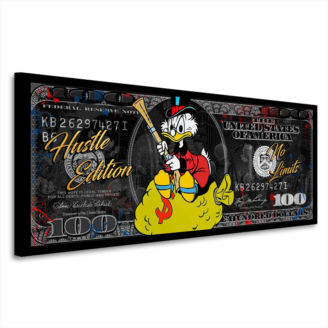 Wandbild Dagobert 100 Dollar Geld Comic Pop Art Kunstwerk Defend Money