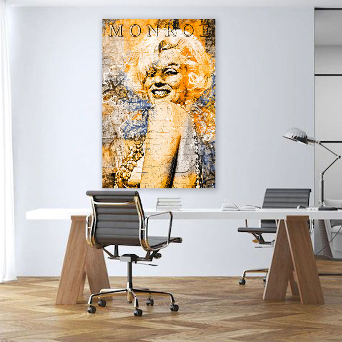 Wandbild Marilyn Monroe Wonderful Street Art Yellow Edition